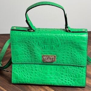 Kate Spade Croc Embossed‎ Leather Bag Orchard Valley Doris Satchel Green